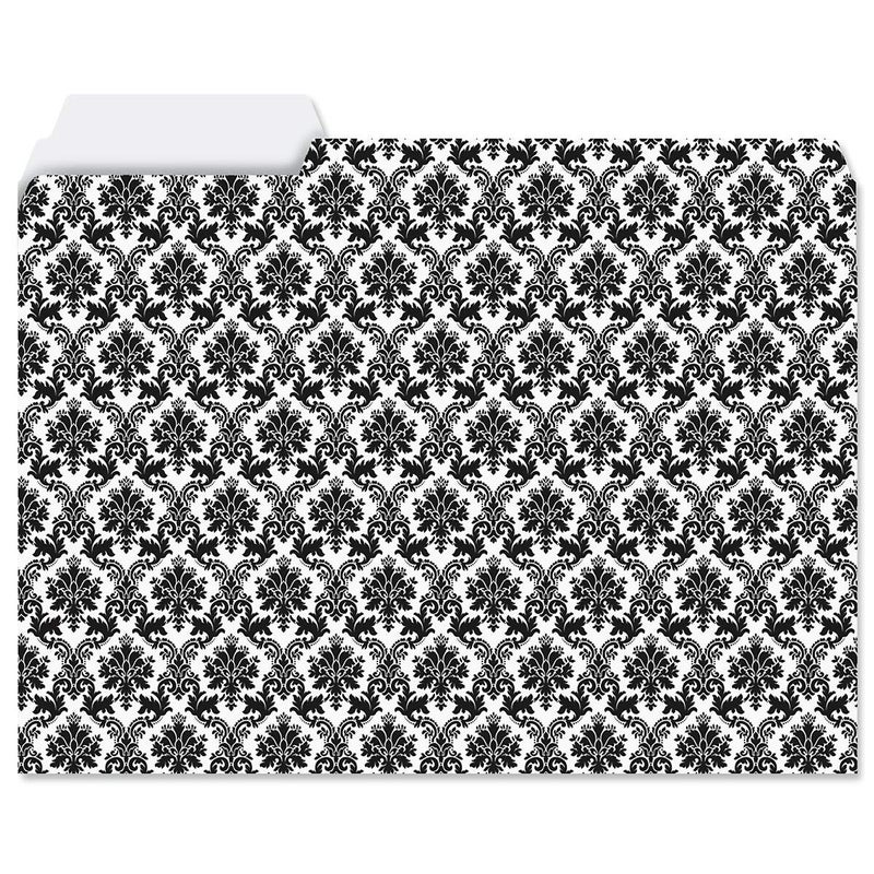 Current Elegant Black File Folders Value Pack - Bulk Set of 24, 6 Pretty Decorative Designs, 1/3 Cut Tabs, Heavy-Duty Paper Stock, Office Supplies for Home & Work, 9-Â½â€ x 11-Â¾â€ Letter Size - Image 3